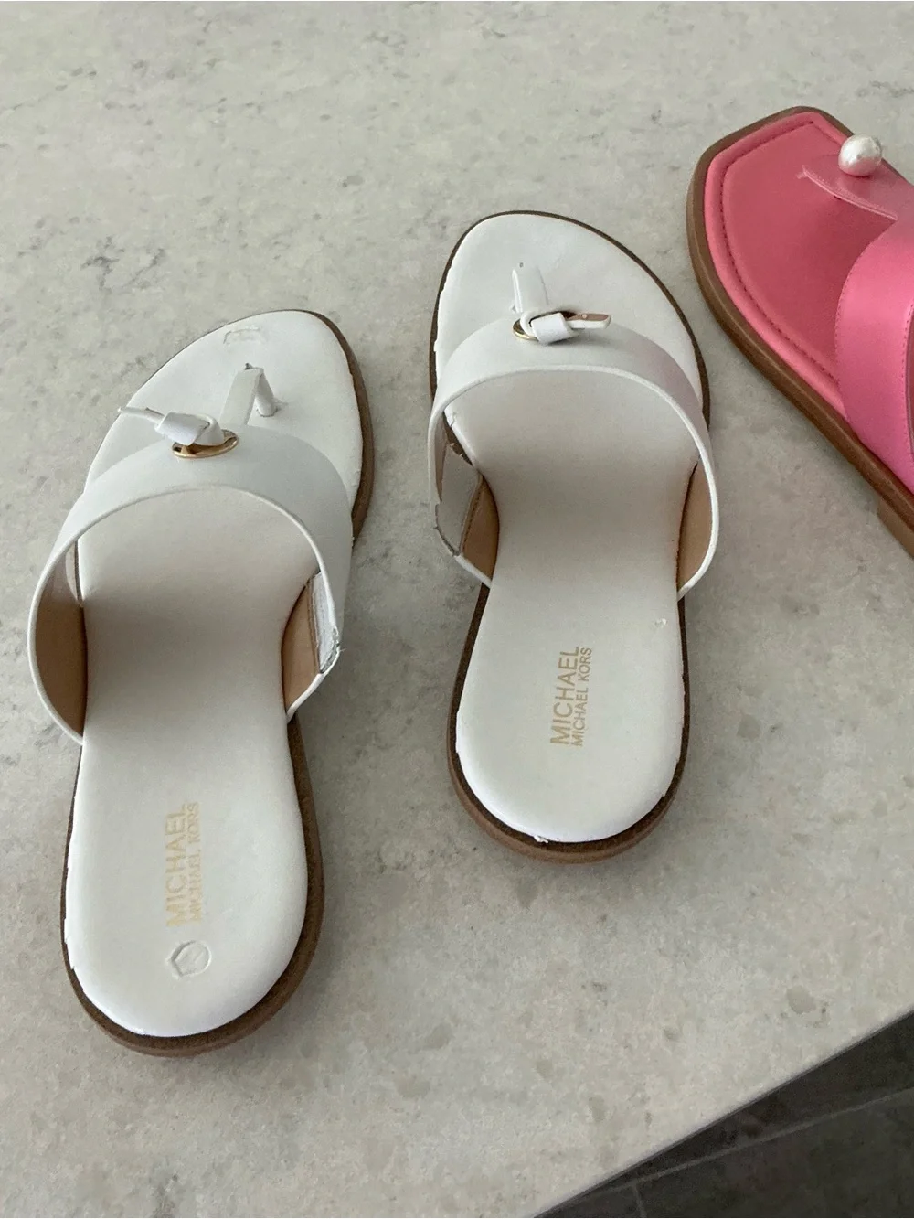 White Women’s Toe-Post Sandal damage peeling